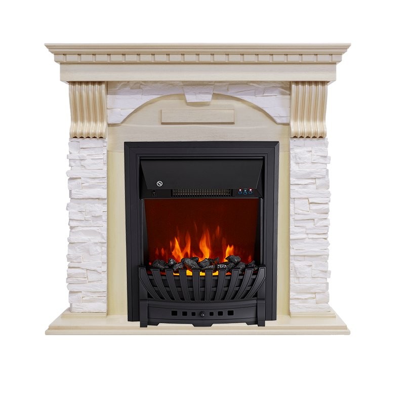 Каминокомплект Royal Flame Dublin - Слоновая кость с патиной / Сланец крем с очагом Aspen Black