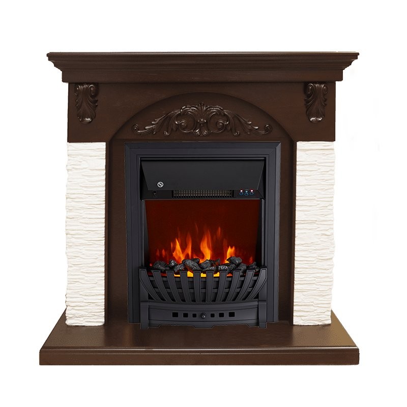 Каминокомплект Royal Flame Bern Сланец мелкий белый / Темный дуб с очагом Aspen Black