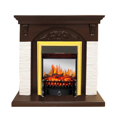 Каминокомплект Royal Flame Bern Сланец мелкий белый / Темный дуб с очагом Fobos FX M Brass