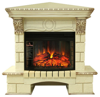 Портал угловой Royal Flame Pierre Luxe Dioramic 25 FX шампань/слоновая кость с патиной