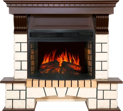 Каминокомплект Royal Flame Pierre Luxe - Белый / Темный дуб (Ширина 1150 мм) с Dioramic 25 LED FX