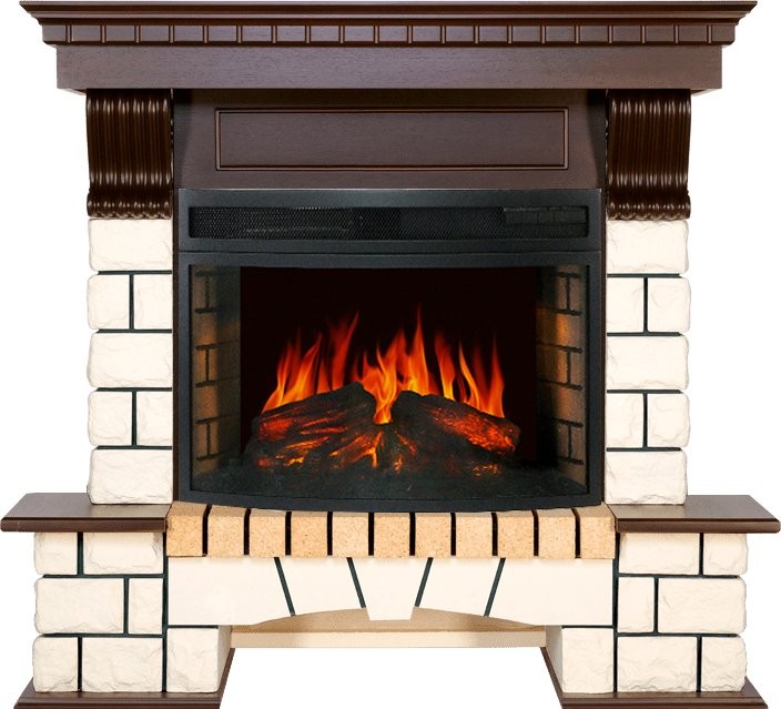 Каминокомплект Royal Flame Pierre Luxe - Белый / Темный дуб (Ширина 1150 мм) с Dioramic 25 LED FX