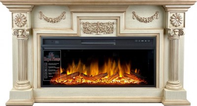Каминокомплект Royal Flame London - Слоновая кость с патиной 1490 мм  с очагом Vision 42 LOG LED