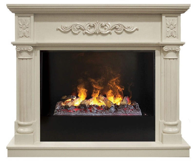 Камин электрический RealFlame Silvia 26 WT 3D Cassette 630 + Black вставка 1