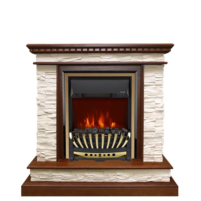 Каминокомплект Royal Flame Calgary - Дуб / Сланец белый с очагом Aspen Gold