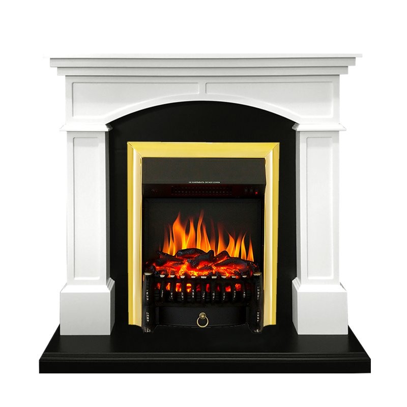 Каминокомплект Royal Flame Langford - Белый с черным с очагом Fobos FX Brass