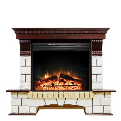 Каминокомплект Royal Flame Pierre Luxe угловой - Темный дуб / Белый с очагом Jupiter FX New