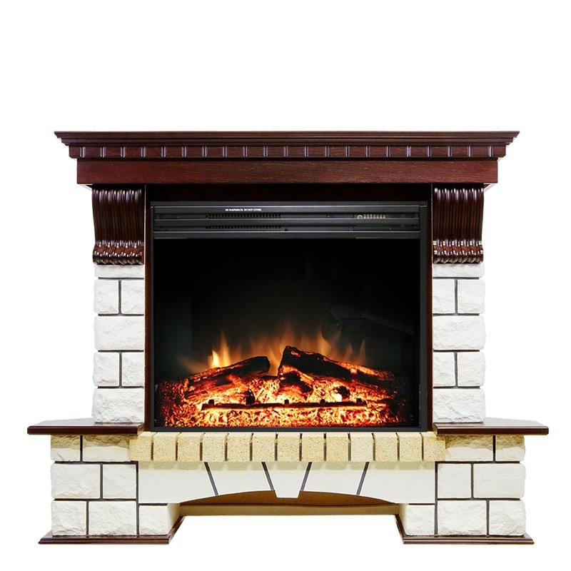 Каминокомплект Royal Flame Pierre Luxe угловой - Темный дуб / Белый с очагом Jupiter FX New