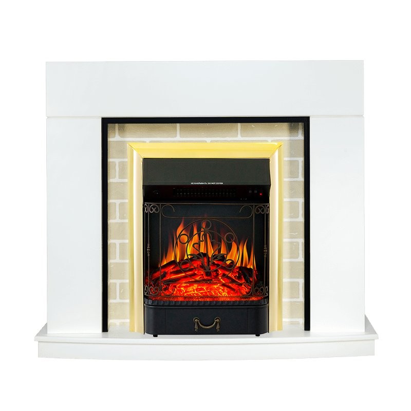 Каминокомплект Royal Flame Montana - Белый с очагом Majestic FX Brass