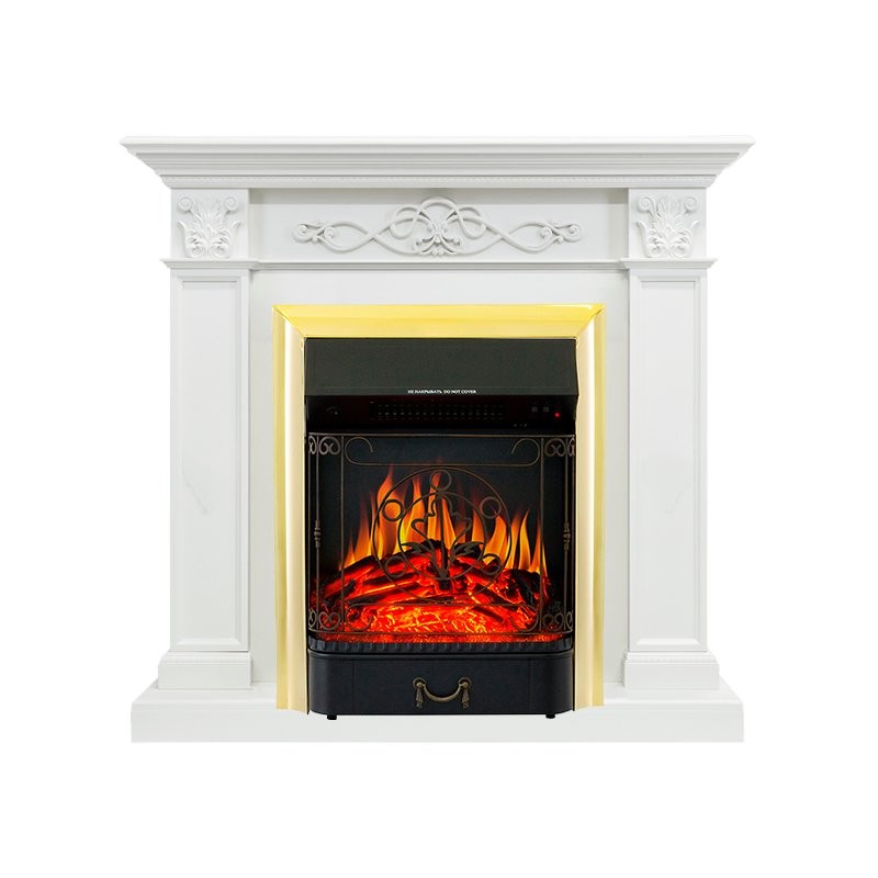Каминокомплект Royal Flame Verona - Белый дуб с очагом Majestic FX Brass