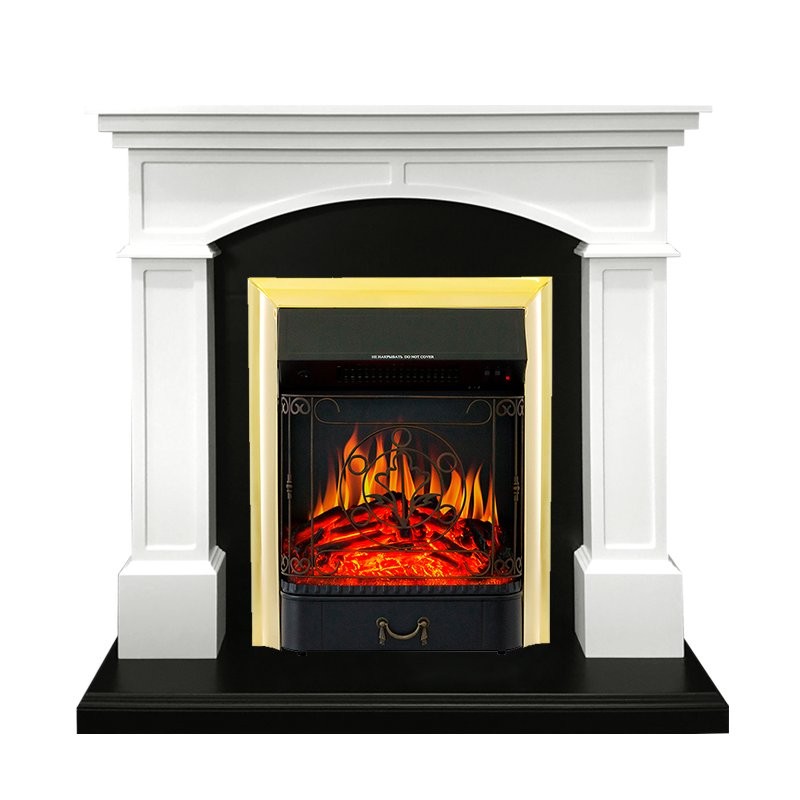 Каминокомплект Royal Flame Langford - Белый с черным с очагом Majestic FX Brass