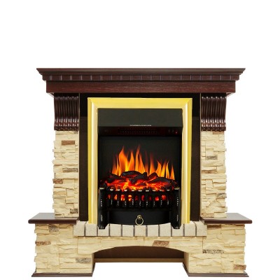 Каминокомплект Royal Flame Pierre Luxe - Темный дуб / Сланец с очагом Fobos FX Brass