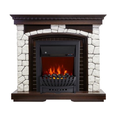 Каминокомплект Royal Flame Glasgow - Темный дуб / Белый с очагом Aspen Black