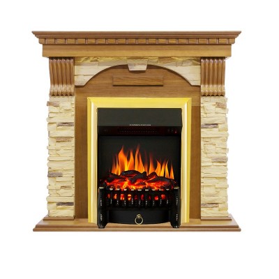 Каминокомплект Royal Flame Dublin -  Дуб / Сланец с очагом Fobos FX Brass