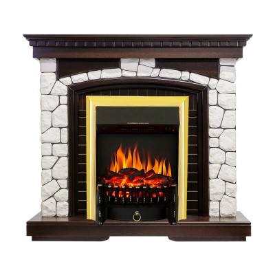 Каминокомплект Royal Flame Glasgow - Темный дуб / Белый с очагом Fobos FX Brass