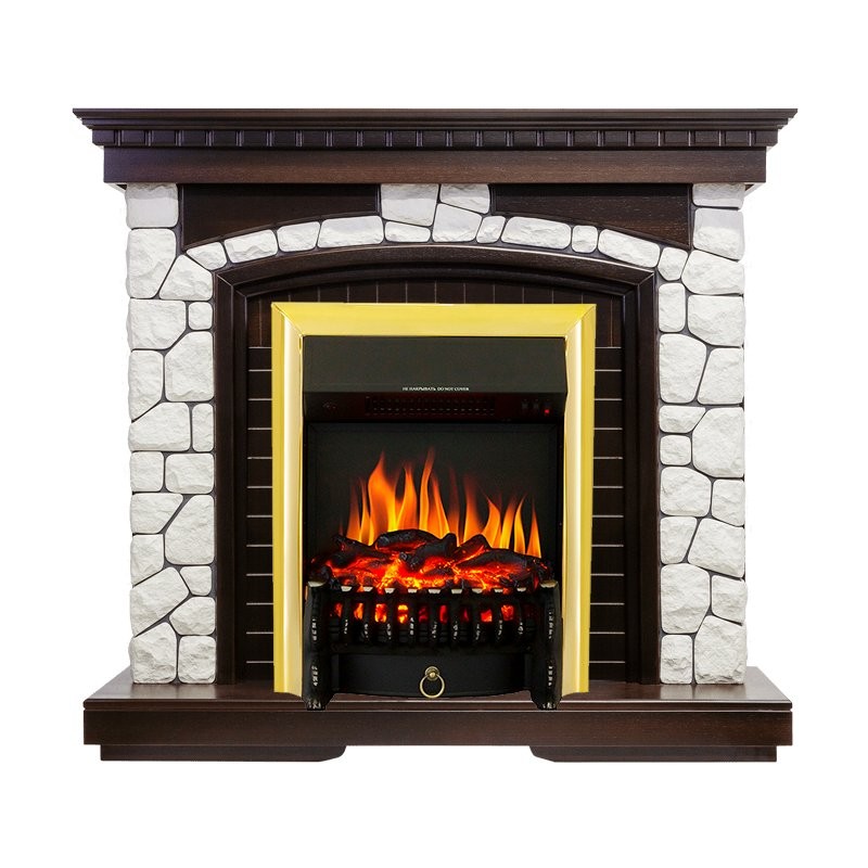 Каминокомплект Royal Flame Glasgow - Темный дуб / Белый с очагом Fobos FX Brass