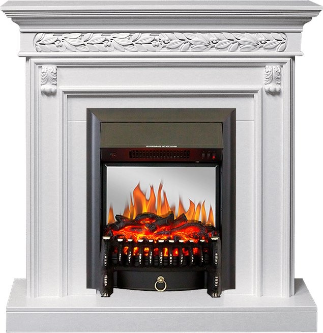 Каминокомплект Royal Flame Valletta - Белый (Ширина 1040 мм) с очагом Fobos FX M Black