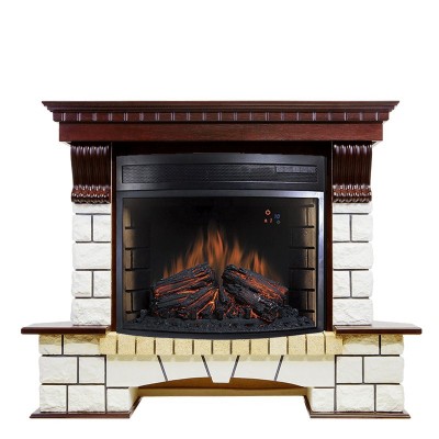 Каминокомплект Royal Flame Pierre Luxe угловой - Темный дуб / Белый с очагом Dioramic 28 LED FX