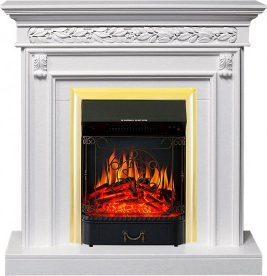 Каминокомплект Royal Flame Valletta - Белый (Ширина 1040 мм) с очагом Majestic FX Brass