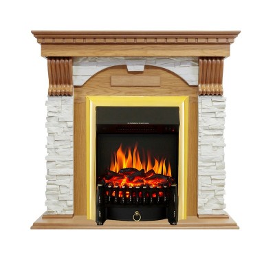 Каминокомплект Royal Flame Dublin - Дуб / Сланец белый с очагом Fobos FX Brass