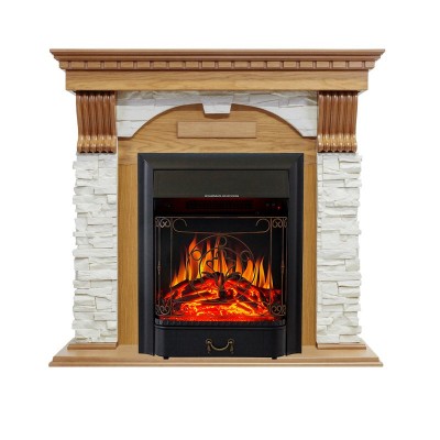 Каминокомплект Royal Flame Dublin - Дуб / Сланец белый с очагом Majestic FX Black