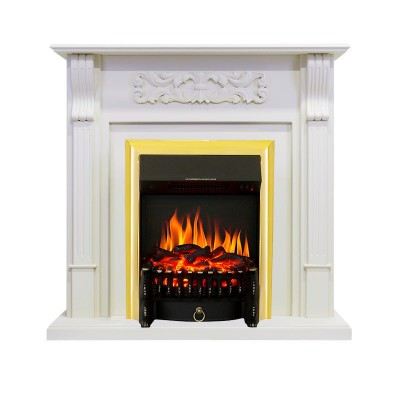 Каминокомплект Royal Flame Venice - Фактурный белый с очагом Fobos FX Brass
