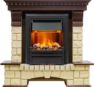 Каминокомплект Dimplex Pierre Luxe - Темный дуб / Шампань с очагом Brookline Black