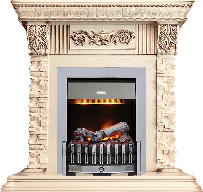 Каминокомплект Dimplex Luxemburg - Сланец/Cлоновая кость с патиной с очагом Danville Chrome FB2