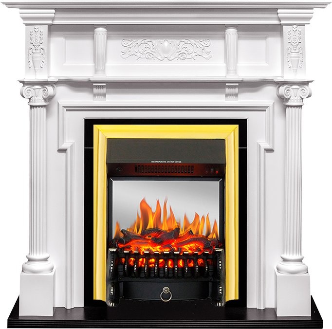 Каминокомплект Royal Flame Oxford - Белый с очагом Fobos FX M Brass