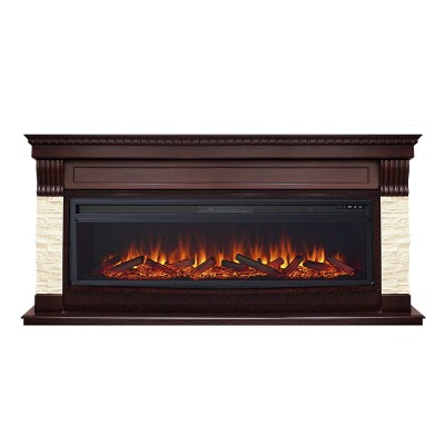 Каминокомплект Royal Flame Denver - Темный дуб / Бежевый с очагом Vision 60 LOG LED