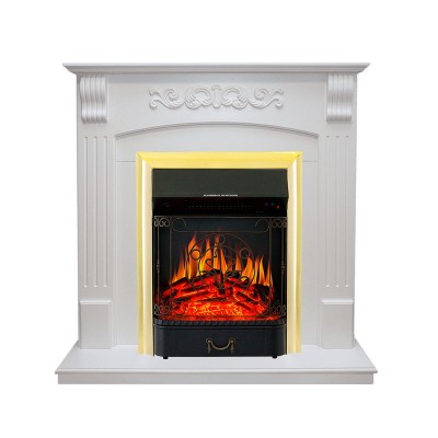 Каминокомплект Royal Flame Sorrento угловой - Белый дуб с очагом Majestic FX Brass