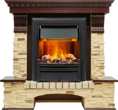 Каминокомплект Dimplex Pierre Luxe - Темный дуб / Сланец с очагом Brookline Black