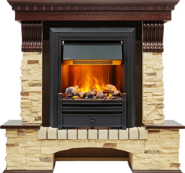 Каминокомплект Dimplex Pierre Luxe - Темный дуб / Сланец с очагом Brookline Black
