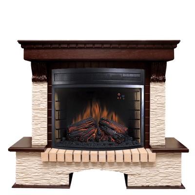 Каминокомплект Royal Flame Pierre Luxe угловой - Темный дуб / Сланец бежевый с очагом Dioramic 28 LED FX