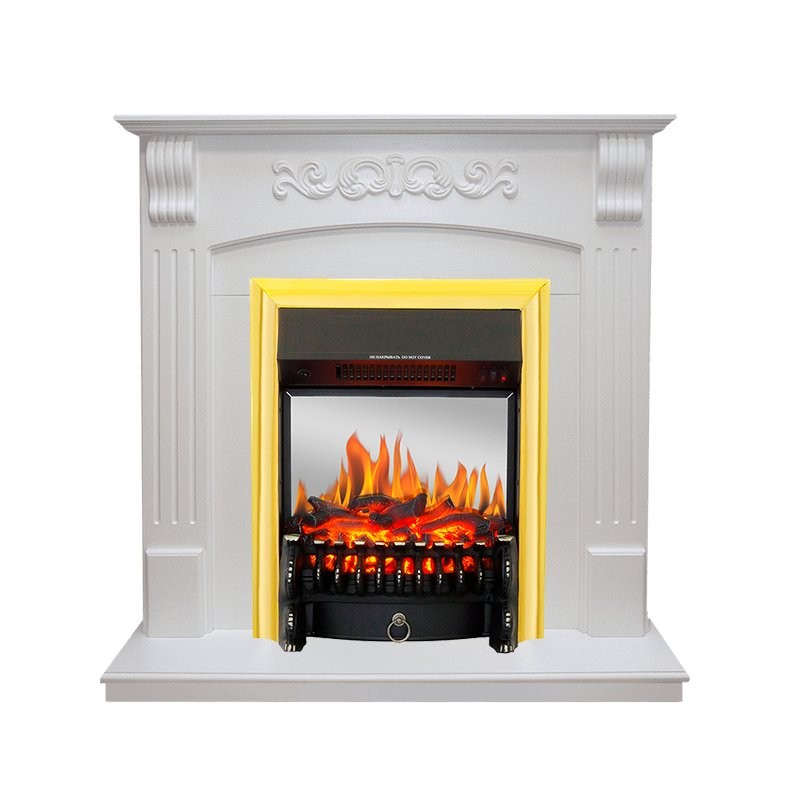 Каминокомплект Royal Flame Sorrento - Белый дуб с очагом Fobos FX M Brass