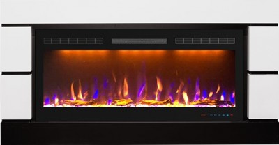 Каминокомплект Royal Flame Modern - Белый с черным (Глубина 300 мм) с очагом Crystal 40 RF