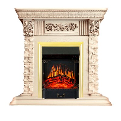 Каминокомплект Royal Flame Luxemburg (каменный) - Сланец/Cлоновая кость очаг Majestic FX Brass