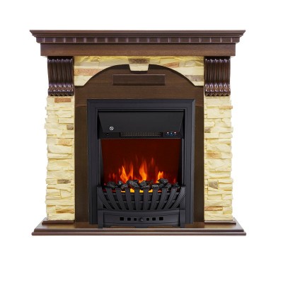Каминокомплект Royal Flame Dublin угловой - Темный дуб / Сланец с очагом Aspen Black