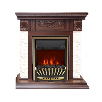 Каминокомплект Royal Flame Luxemburg (каменный) - Сланец/Темный дуб с очагом Aspen Gold