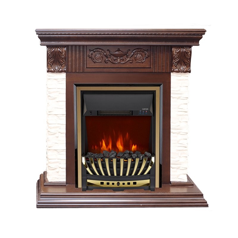 Каминокомплект Royal Flame Luxemburg (каменный) - Сланец/Темный дуб с очагом Aspen Gold