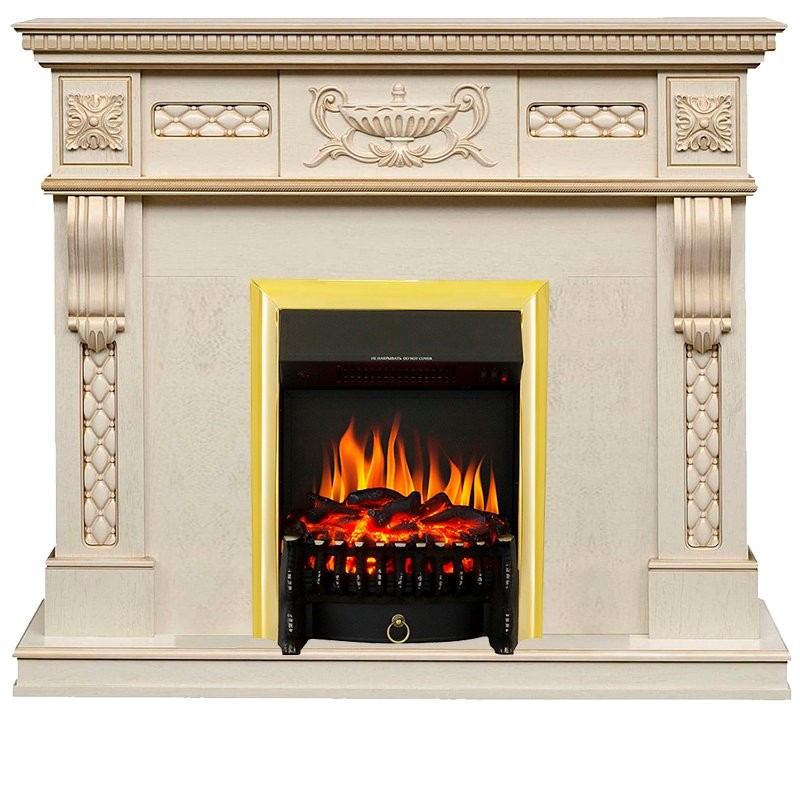 Каминокомплект Royal Flame Corsica - Слоновая кость с патиной с очагом Fobos FX Brass