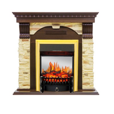 Каминокомплект Royal Flame Dublin угловой - Темный дуб / Сланец с очагом Fobos FX M Brass