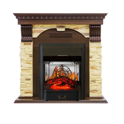 Каминокомплект Royal Flame Dublin угловой - Темный дуб / Сланец с очагом Majestic FX M Black