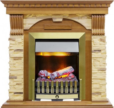 Каминокомплект Dimplex Dublin -  Дуб / Сланец с очагом Danville Antique Brass FB2