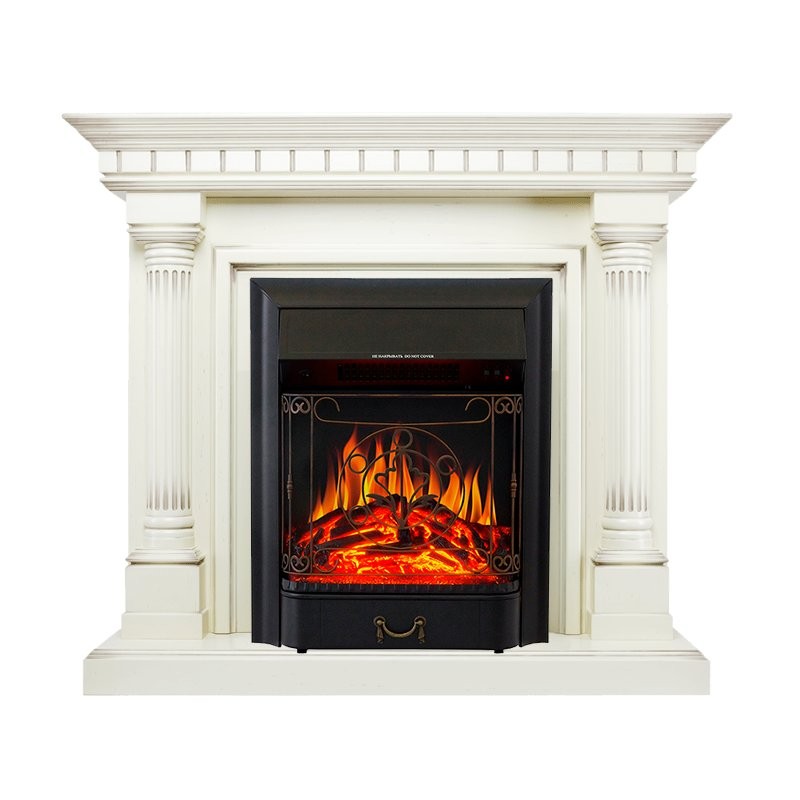 Каминокомплект Royal Flame Dallas - Слоновая кость с патиной с очагом Majestic FX Black
